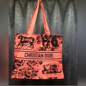 Christian Dior Toile de Jouy Tote Bag Orange Canvas Rare Design & Color. NWOT